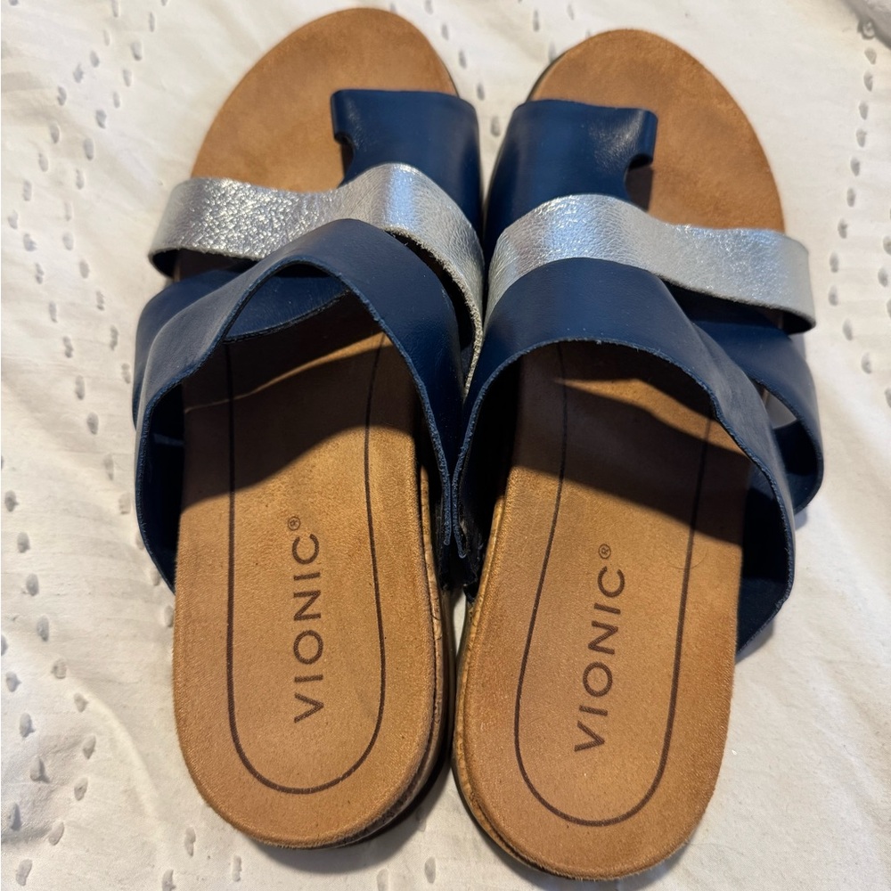 Vionic Women's Blue and Silver Sandals, Size 7